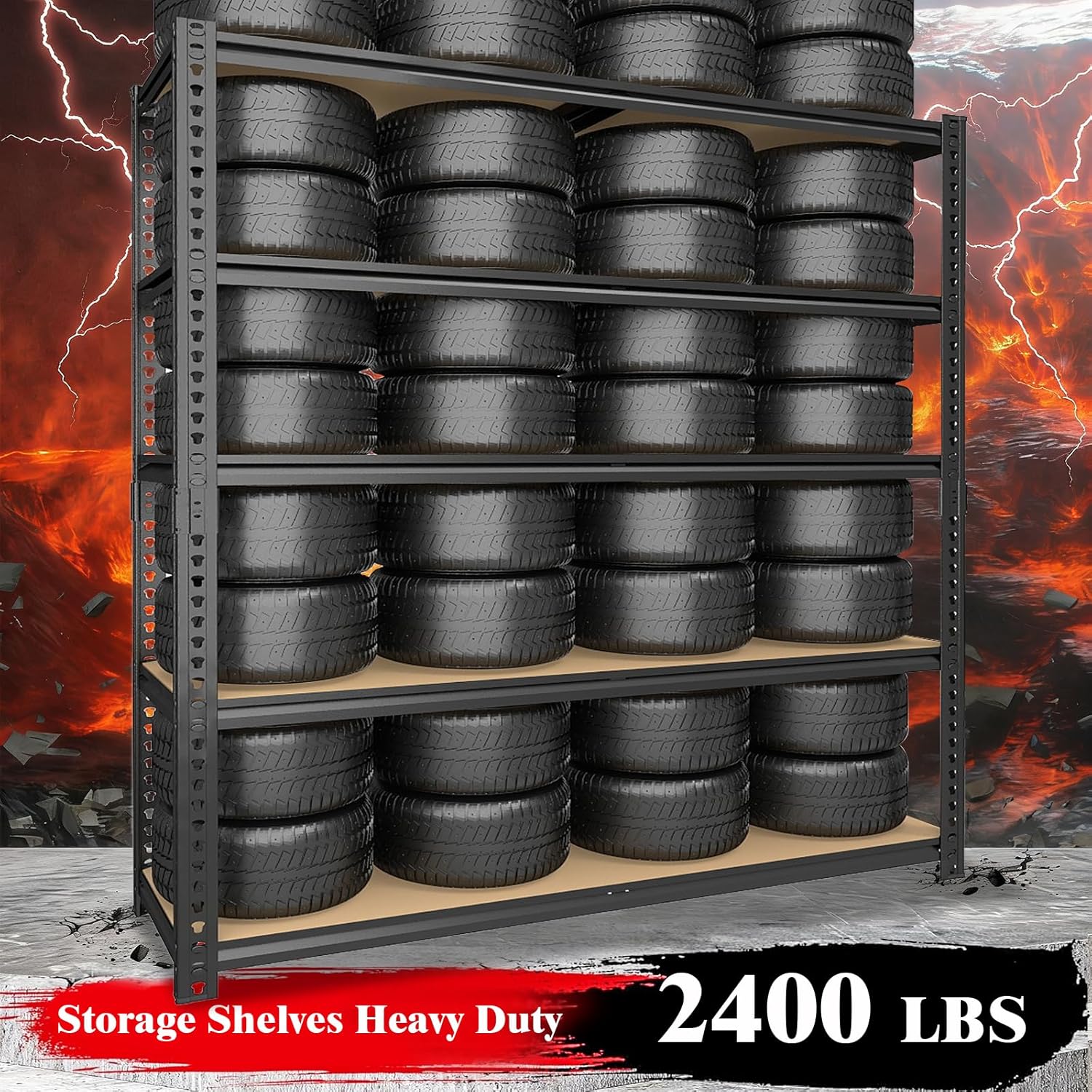 72" H Storage Shelves,Storage Shelves Heavy Duty,2400LBS Metal Shelving Units,Adjustable Garage Shelving Heavy Duty for Garage Storage,Warehouse,16"x35.5"x72
