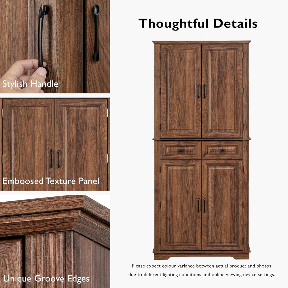 Ball & Cast 71" Farmhouse Kitchen Pantry Cabinet with 3 Pull-Out Org...