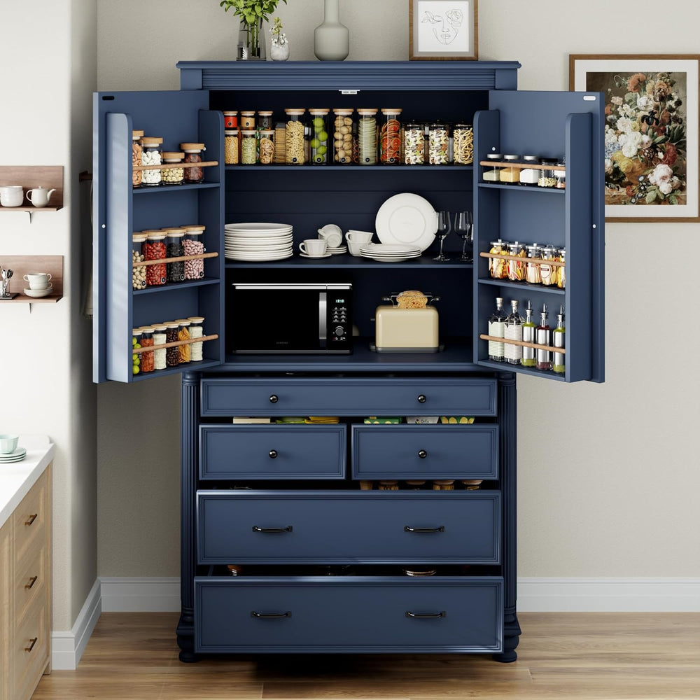 JIVOIT 77.3-inch Tall Large Kitchen Pantry with 6 Door Shelves, 2 Adjustable ...