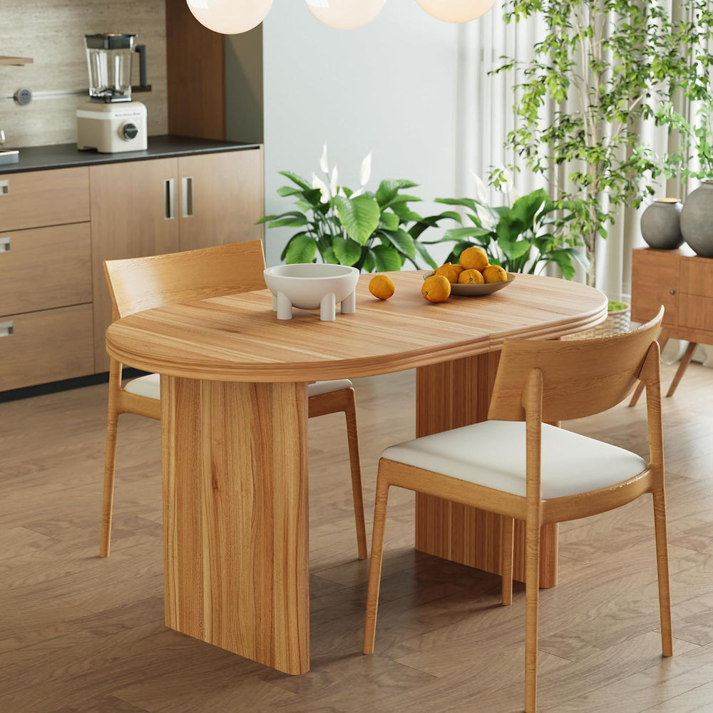 GDFStudio 55.12"-70.87" Farmhouse Extendable Oval Dining Table for ...