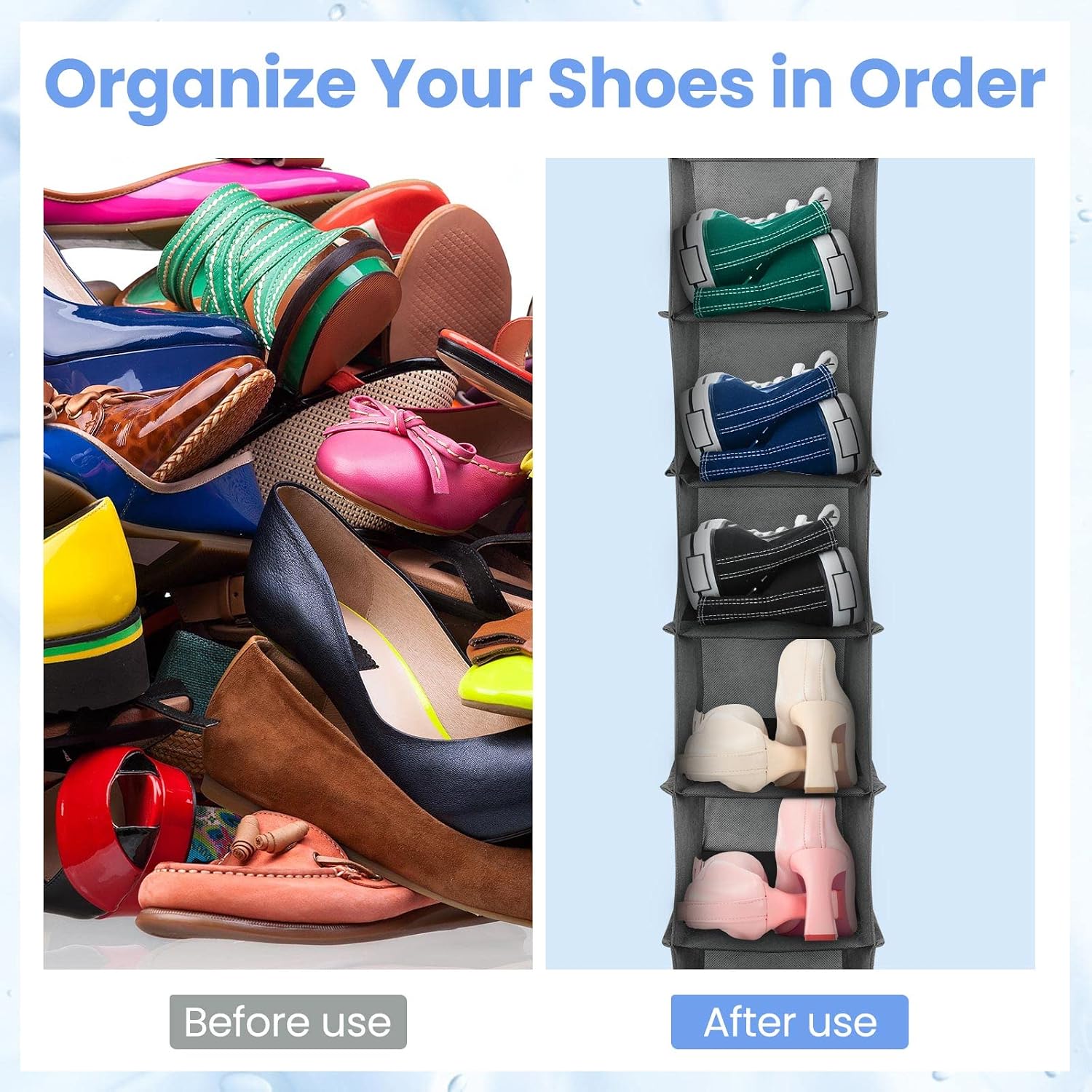 Kenning 4 Pack Hanging Shoe Shelves 10 Shelf Hanging Shoe Organizer Holder for Hats Purses Handbags Closet Space Saving