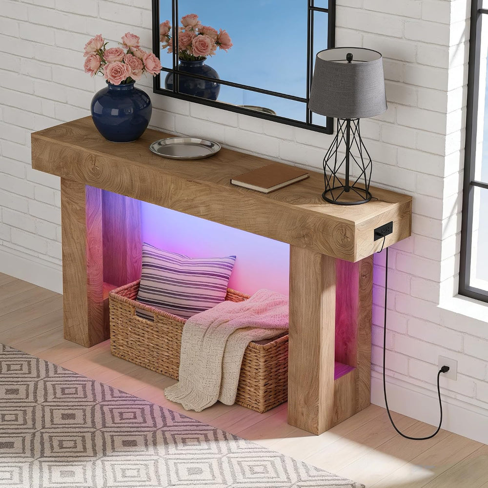 63" Farmhouse Console Table - Long Sofa Table Behind Couch, Wooden Entry...