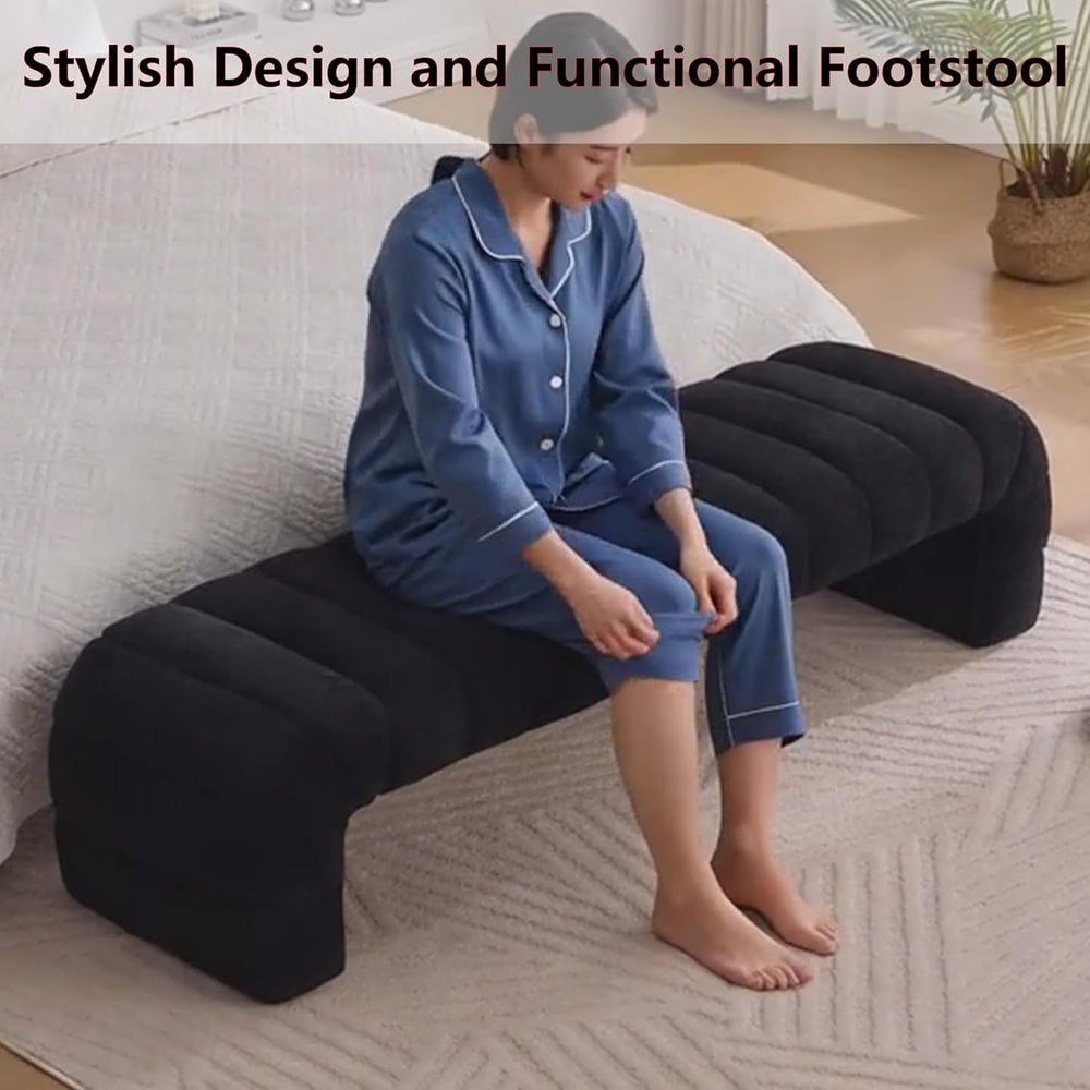 Arched Ottoman Bench for Bedroom Living Room,69.7" Chenille Long Benches...