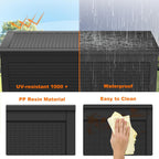 320 Gallon Resin Deck Box, Lockable Patio Outdoor Storage Box for Furniture, Garden Tools and Tools Storage, Waterproof Outside Storage Boxes - Black