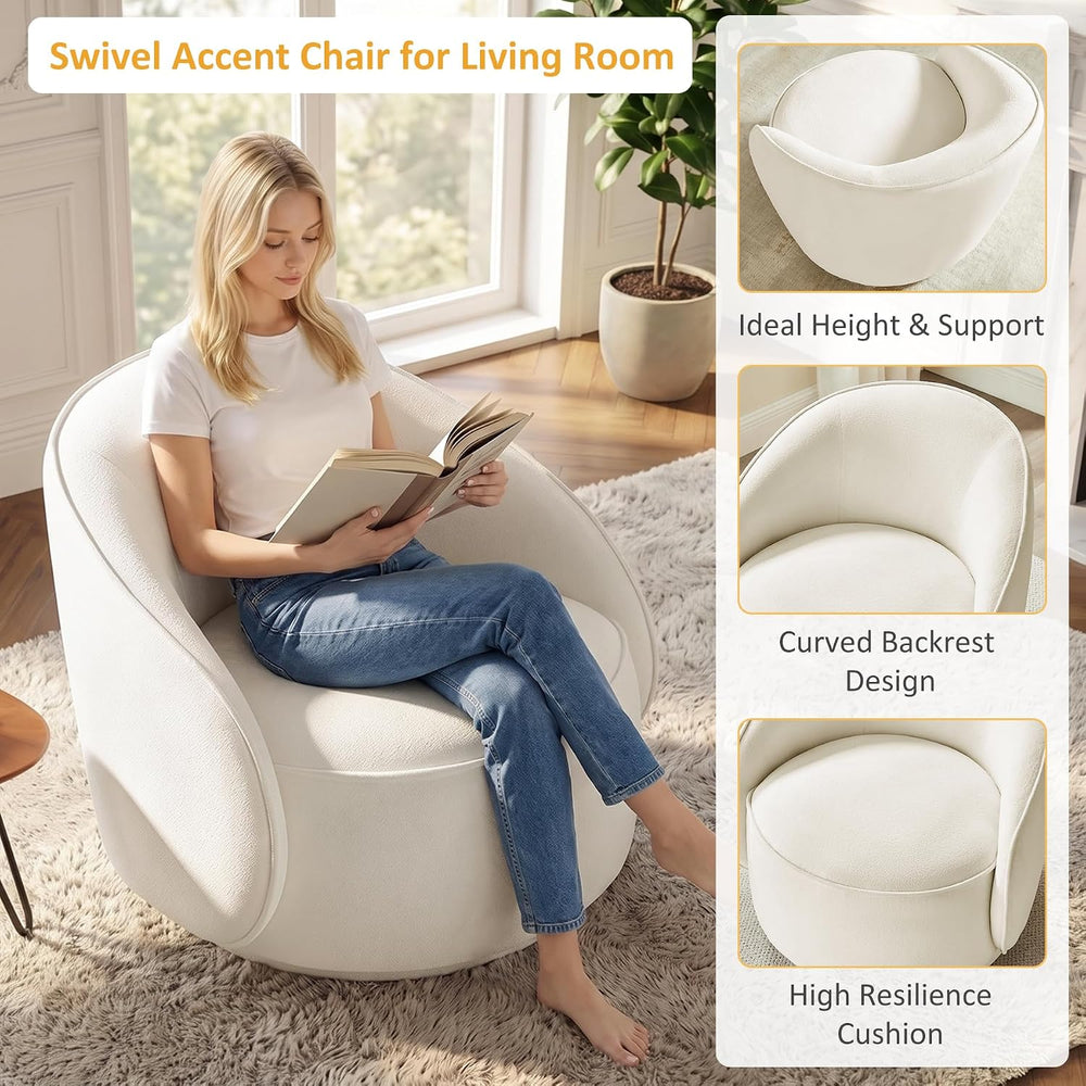 Swivel Accent Chairs Set of 2, 360° Comfy Barrel Swivel Club Armchair, Modern...