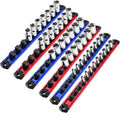 WORKPRO Magnetic Socket Organizer - 6-Piece Aluminum Alloy Socket Rail, Heavy Duty Socket Holder - Set: 1/4-Inch x 12 Clips, 3/8-Inch x 10 Clips, 1/2-Inch x 10 Clips