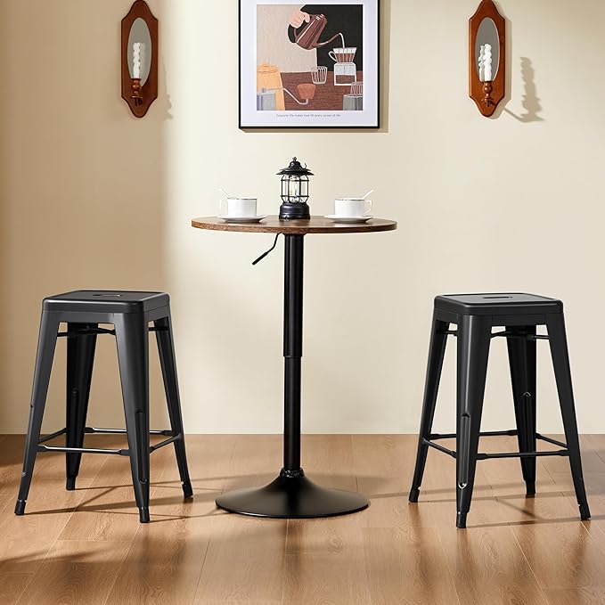Yaheetech 24 Inch Metal Barstools Set of 4, Counter Height Backless Stools, I...