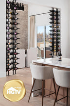 Ultra Wine Racks Floor-to-Ceiling Mount Display (2 Side, Triple Deep, Black, Holds 126 Wine Bottles) - Modern Metal Wine Storage for Wine Cellars, Home Bars, Kitchens, & Dining Rooms