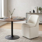 KISLOT Upholstered Dining Chairs Set of 2 with Hidden Casters, Modern Kitchen Chairs with Removable Washable Cover, Padded Dining Room Chairs with Chenille Velvet Fabric & Metal Frame, Beige