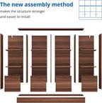 Cozy Castle Brown Wood Bookcase,12 Cube Storage Organizer Bookshelf with 4 Doors,3 Tier Storage Cabinet with Adjustable Shelves for Bedroom, Living Room, Office