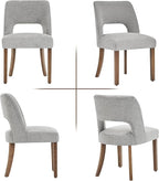 VKNOW Wooden Dining Chairs Set of 2, Modern Fabric Upholstered Dining Room Chair Kitchen Chairs, Farmhouse Dinner Chair for Kitchen Dining Room, Grey