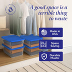HOMZ 4-Pack Snaplock, Small Clear Plastic Storage Organizer Bins w/Lids, 12 Quart, Blue - Stackable Container Boxes for Bedroom, Bathroom, Garage, and Office Organization