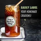Canning Labels Dissolvable Stickers for Mason Jars and More (2" Round 200/roll) Canning Supplies Washes Off in Seconds Like Magic - Jar Labels Homemade Jam, Jelly, and More (Artichoke)