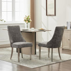 Dining Chairs Set of 2，Modern Channel Tufted Upholstered Dining Chairs with Silver Stainless Steel Legs, Comfortable Chenille Fabric Kitchen Chairs for Dining Room (Grey, 2pc)