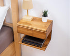 Floating Nightstand Side Accent or End Table with Storage Drawer, Wood Bedside Shelf, Handmade Floating Table (Cape Town)