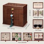 wooden Jewelry Box and Organizer - 8-Layer Lockable Wooden Jewelry Boxes for Women - Large Jewelry Boxes and Organizer with Key,Gift for Wife,dresser top jewelry box with lock