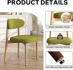 Wooden Dining Chair Set of 4, Modern Dining Chairs with with Curved Back, Fabric Upholstered Kitchen Dining Room Chairs with Adjustable Legs for Farmhouse Dining Living Room,Green