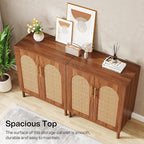 Tribesigns Set of 2 Rattan Sideboard Buffet with Storage, 59 Inch Accent Cabinet with Doors, Storage Cabinet for Dining Room, Living Room, Kitchen, Caramel Brown