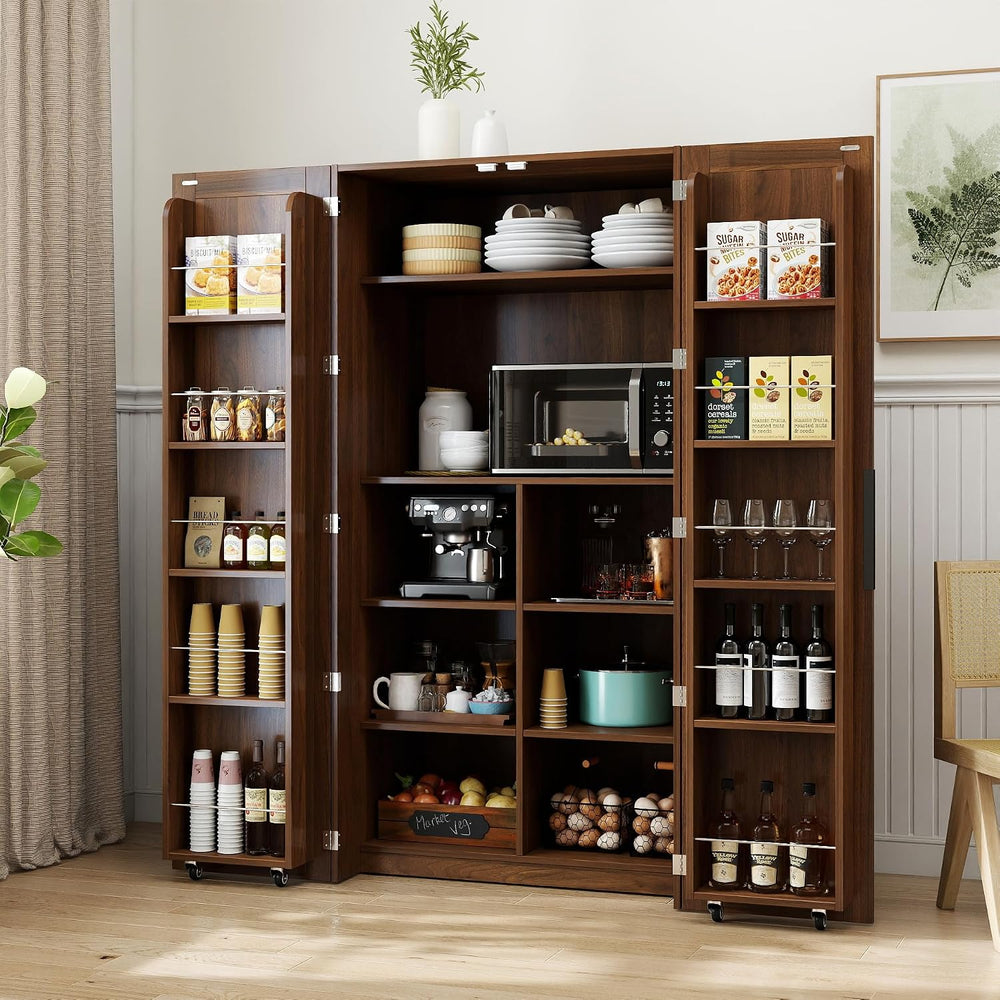 62.8''H Tall Kitchen Pantry Cabinet, Freestanding Buffet Cupboards Si...