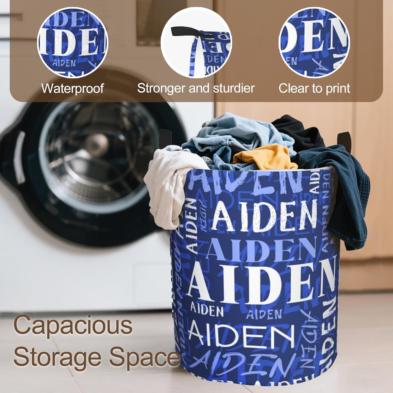 Custom Name Laundry Hamper, Personalized Laundry Baskets with Name for Boys Girls Women Men, Customized Collapsible Dirty Clothes Hamper Easy Storage Gifts for Bedroom Bathroom Living Room