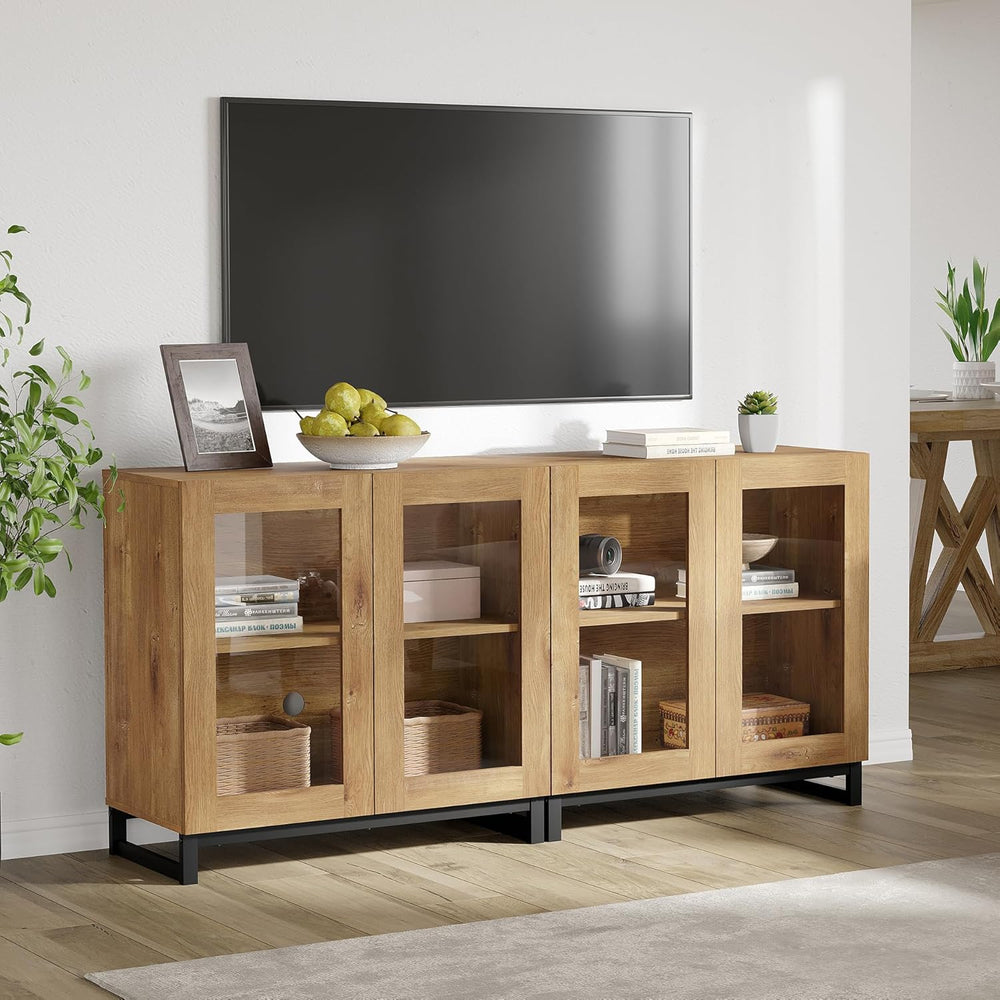WAMPAT Sideboard Buffet Cabinets, Modern Credenza Sideboard with Adjustable S...