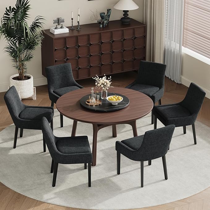 Modern Dining Chairs Set of 6, Upholstered Corduroy Dining Room Chairs with W...