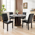 VECELO Upholstered Dining Chairs Set of 2, Modern PU Leather Dinning Room Chair with Solid Wood Legs and High Back, Parsons for Kitchen/Living Room- Black