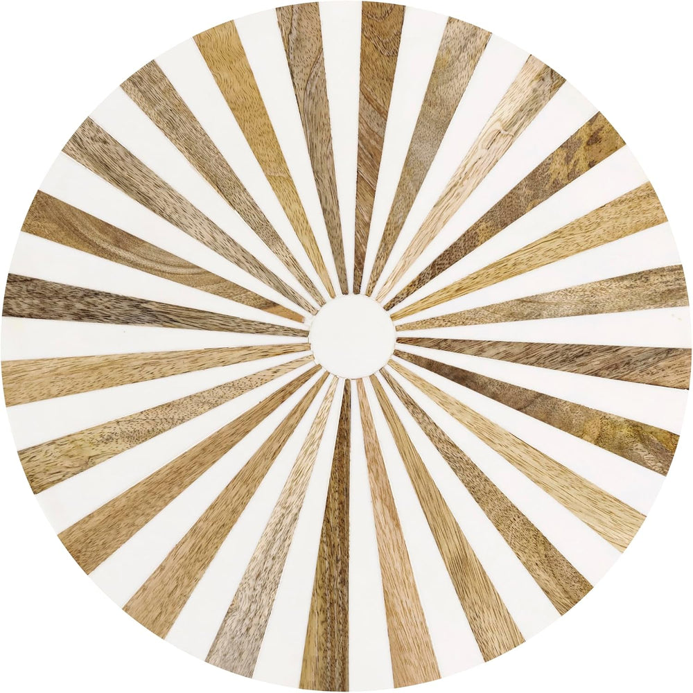 JONATHAN Y Calix 23.5" Round Sunburst Pedestal Drink Table, Light Brown ...