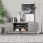 JUMMICO TV Stand for 65 Inch TV, Mid Century Modern TV Stand, Entertainment Center with Storage Cabinet and Open Shelves, TV Console Table Media Cabinet for Living Room, and Bedroom (Gray)