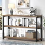 EXCEFUR Modern Sofa Table Behind Couch, Console Table with 3 Tier Shelves, Foyer Tables for Living Room Entryway Hallway, Rustic Oak