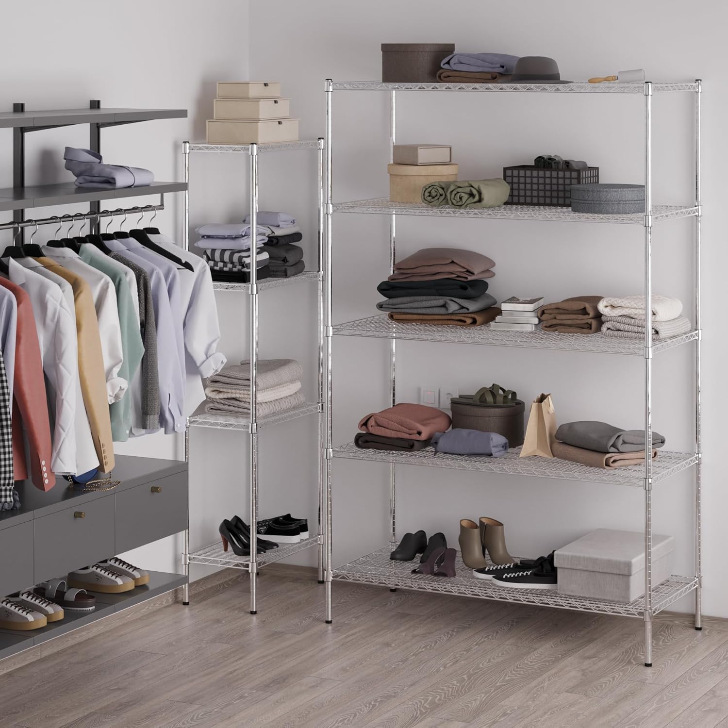 24" Deep x 54" Wide x 86" Height Wire Shelving Kit | 5-Tier | NSF Commercial Storage Rack Unit