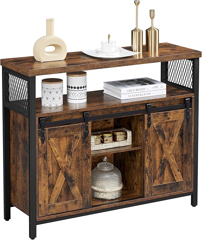 VASAGLE Buffet Cabinet, Coffee Bar Storage Cabinet, Sideboard with 2 Sliding ...