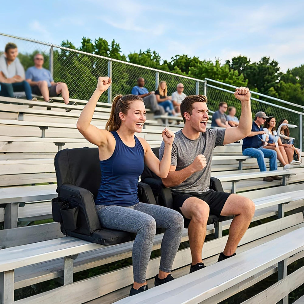 SUNNYFEEL Stadium Seat with Back Support, 4.7" Thick Cushion, 6 Reclinin...