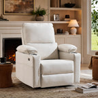 270° Swivel Rocker Recliner with Adjustable Armrests,Oversized Power Nursery Recliner with USB Port,Rocking Chair Nursery with One-Touch Reset,Double Cup Holder,Faux Leather,Beige