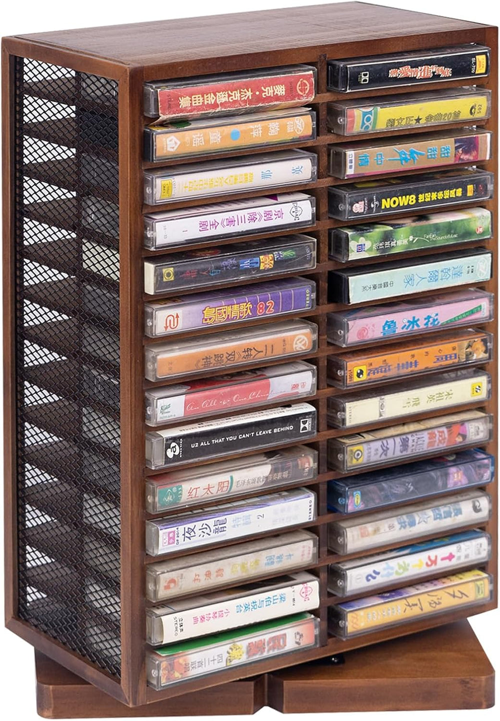 WodGod Cassette Tape Storage Box, Wood Cassette Rack, Wooden Cassette Tape Ho...