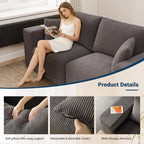 Modular Loveseat Couch Cloud Couches for Living Room - 79" Boneless Sofa - No Assembly Required, Cozy Corduroy Convertible Full Sponge Compression Sofas for House, Apartment(Grey)