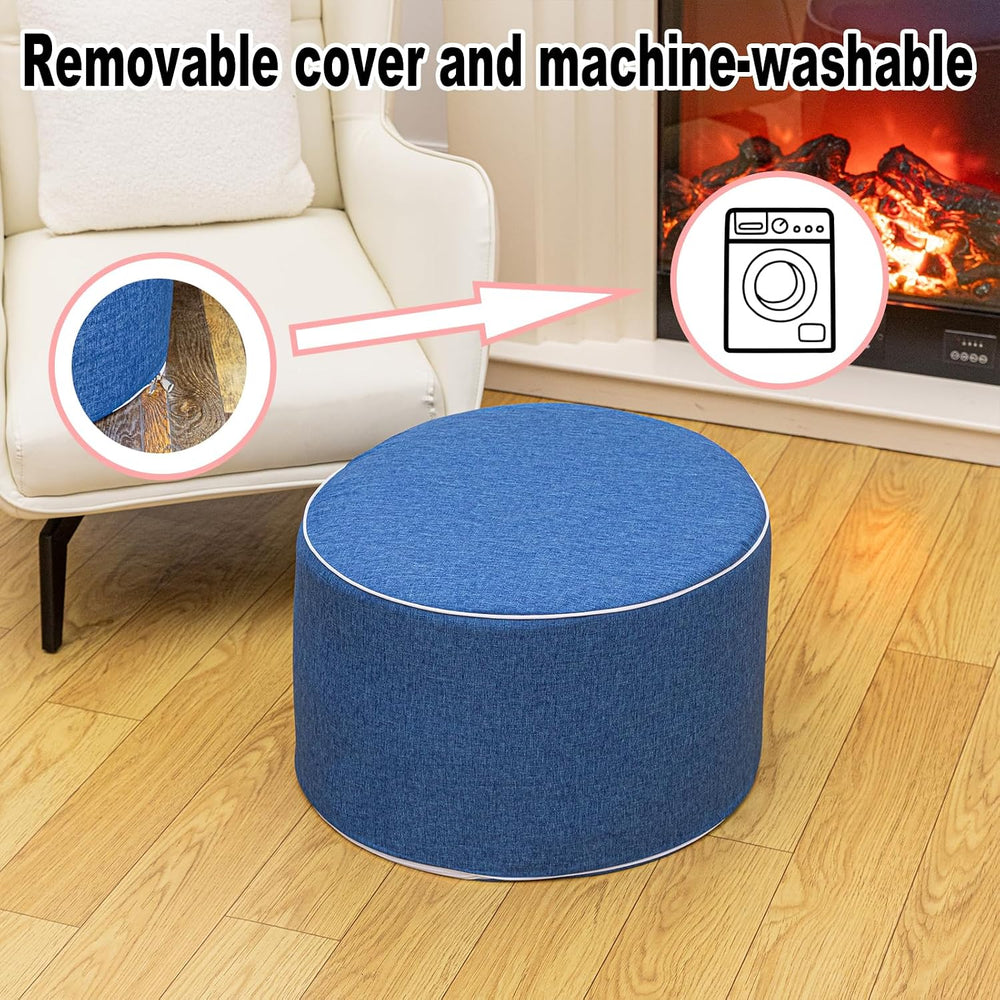Outdoor Ottoman for Patio, Blue, Outdoor Pouf Footstool,20x20x12In | All-in-O...