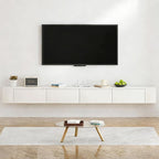SHGJ&SOFT Floating TV Stand Wall Mounted Media Console with Door Entertainment Centerwith Storage Cabinets, Wall Mounted TV Shelf for Bedroom,Living Room (White, 78.7IN)