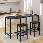 YATINEY 70.9" Bar Table and Chairs Set, Dining Table and Chair Sets, 3 Piece Counter Height Table and 2 Stools, Kitchen Table for Home Restaurant, Bar, Black BT09BB