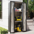AECOJOY Outdoor Storage Cabinet, Outdoor Cabinets Waterproof with Shelves, Vertical Tall Garden Outdoor Cabinet, Sheds & Outdoor Storage Clearance Cabinet Weatherproof for Outside in Dark Grey