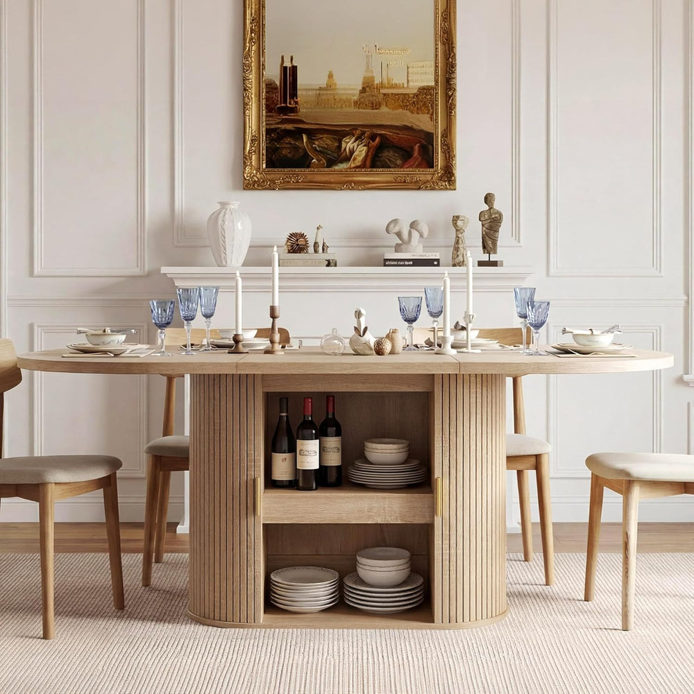 DWVO 70.9" Oval Dining Table for 6-8, Modern T-Shaped Kitchen Table with...