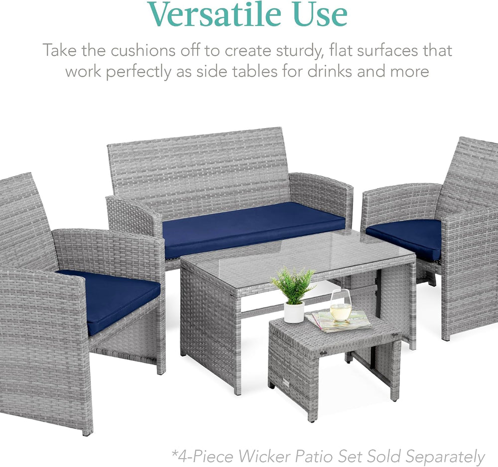 Best Choice Products Set of 2 Wicker Ottomans, Multipurpose Outdoor Furniture...