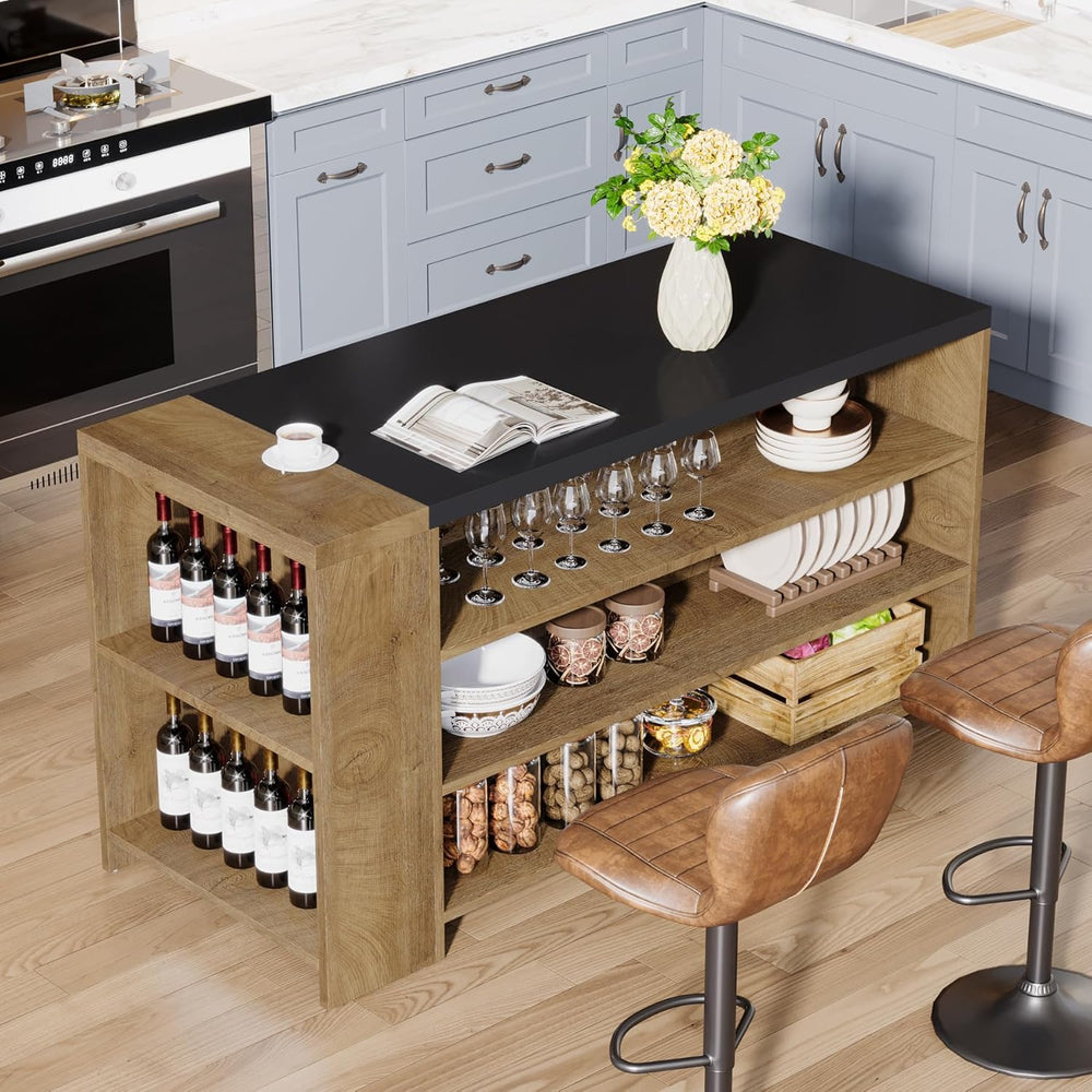 Tribesigns 55" Kitchen Island with Storage, Farmhouse 5-Tier Stationary ...
