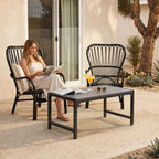 ODK Outdoor Coffee Table, Rectangle Weather-Resistant Patio Coffee Table for Garden, Balcony, Hot Tub, Poolside, Heavy-Duty Metal Frame, Grey