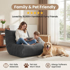 Gazecaia Comfy Bean Bag Chair for Adults Teens | Fireside Floor Lounge Chair,Soft Teddy High-Resilience Memory Foam Bean Bag Couch with Non-Slip Base,for Living Room Bedroom Apartment Office,Dark Gray
