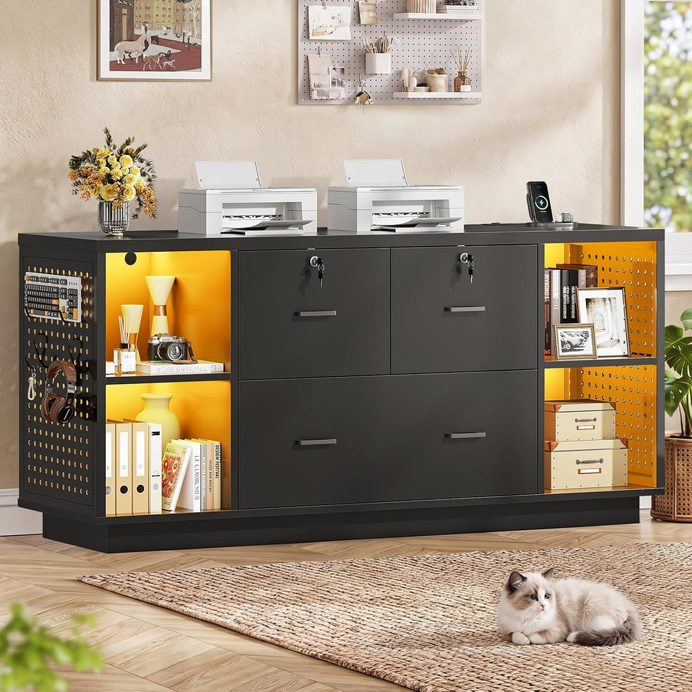 SEDETA 55" File Cabinet with Lock, Large 3 Drawers Filing Cabinets for H...