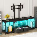 GYIIYUO LED TV Stand with Mount and Power Outlet & Fabric Drawers for 32-85 Inches TV - Entertainment Center and Industrial TV Console Table for Living Room, Bedroom- 47.5" Black