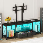 GYIIYUO LED TV Stand with Mount and Power Outlet & Fabric Drawers for 32-85 Inches TV - Entertainment Center and Industrial TV Console Table for Living Room, Bedroom- 47.5" Black