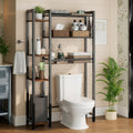 Over The Toilet Storage with Side Rack, 7-Tier Bathroom Organizer with Adjustable Shelf & Drain Basket & 4 Hooks, Freestanding Space Saver for Balcony, Laundry (Vintage Brown)