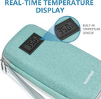 Insulin Cooler Travel Case,EVA Insulation Travel Medicine Kit with Temperature Display for Diabetes Care,Insulin Pen and Other Diabetic Supplies (Green-Temp)